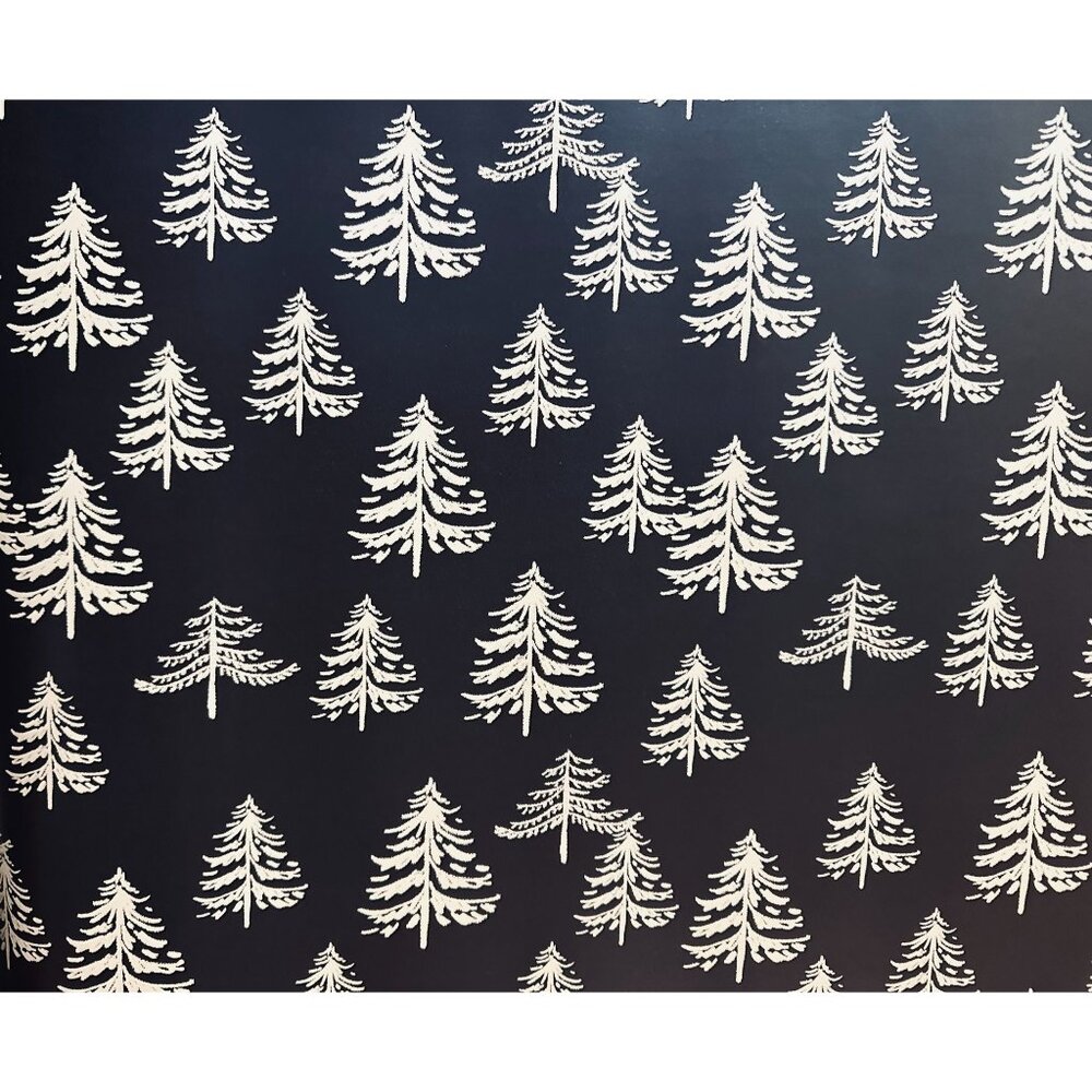 Hallmark Wrapping Paper Christmas Tan Trees Forest Black 40 sq ft Roll Holiday
